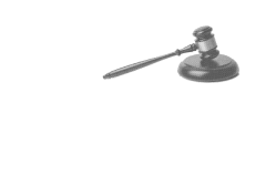  illustration d'un marteau de juge en noir et blanc