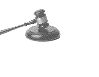  illustration d'un marteau de juge en noir et blanc